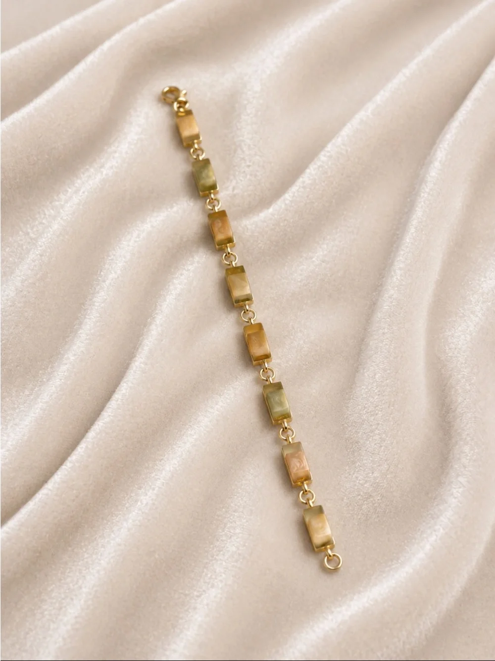 Golden Earth-Tone Rectangle Link Bracelet